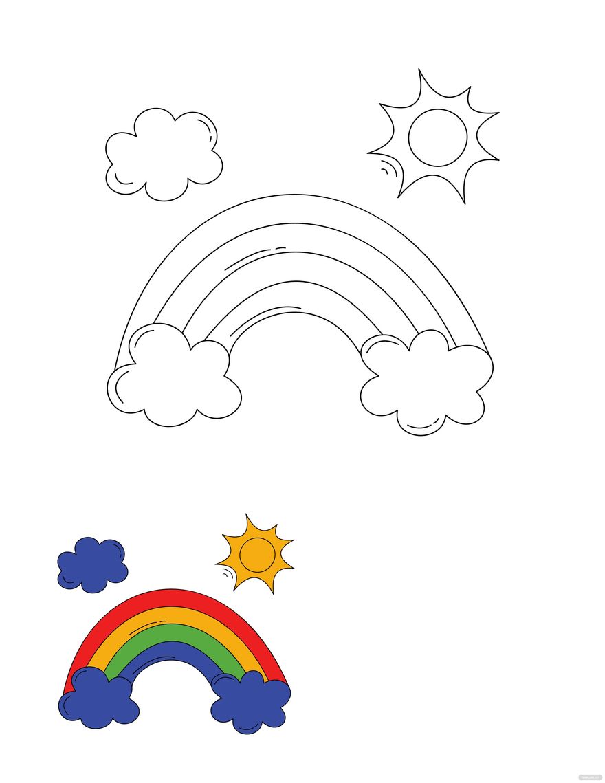 Free summer rainbow coloring page
