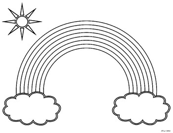 Rainbow coloring page with sun and clouds pdf by minerdetails