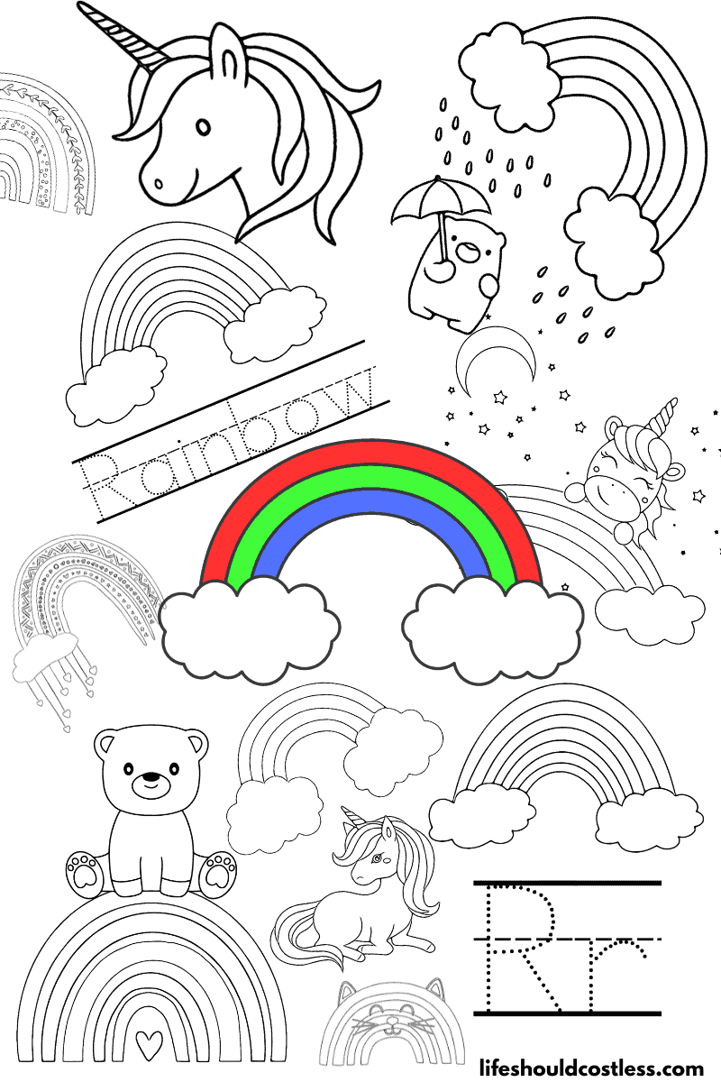 Rainbow coloring pages free printable pdf templates