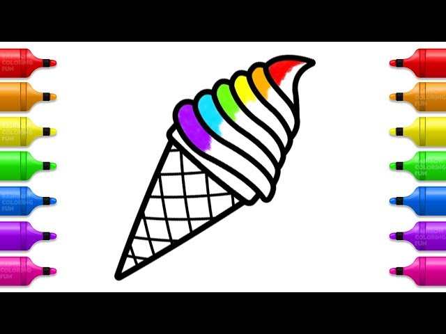Rainbow ice crea coloring page