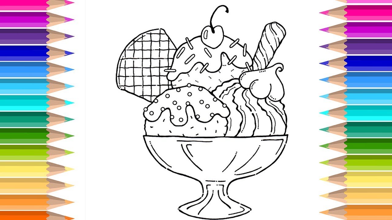 Icecream coloring pages art colors for kids draw rainbow chocolate popsicle