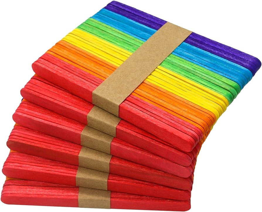 Wisyok pcs colored popsicle sticks for crafts inch colored wooden craft sticks ice cream sticks rainbow popsicle sticks great for diy craft creative designs and children education home