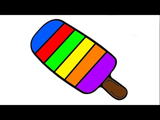 Learn colors with rainbow popsicle ice cream coloring pages educational video for toddlers