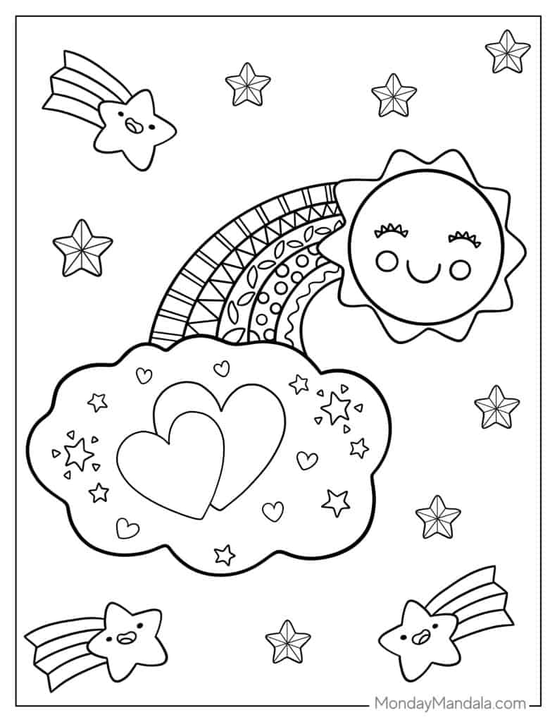 Rainbow coloring pages free pdf printables