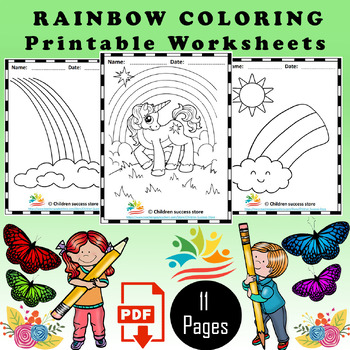 Rainbow coloring pages for kids by children success store tpt