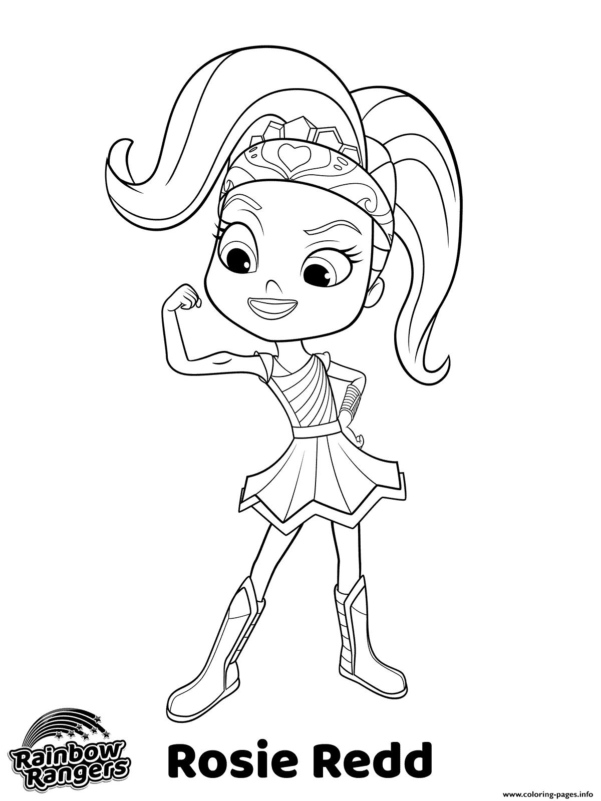 Rainbow rangers rosie redd coloring page printable