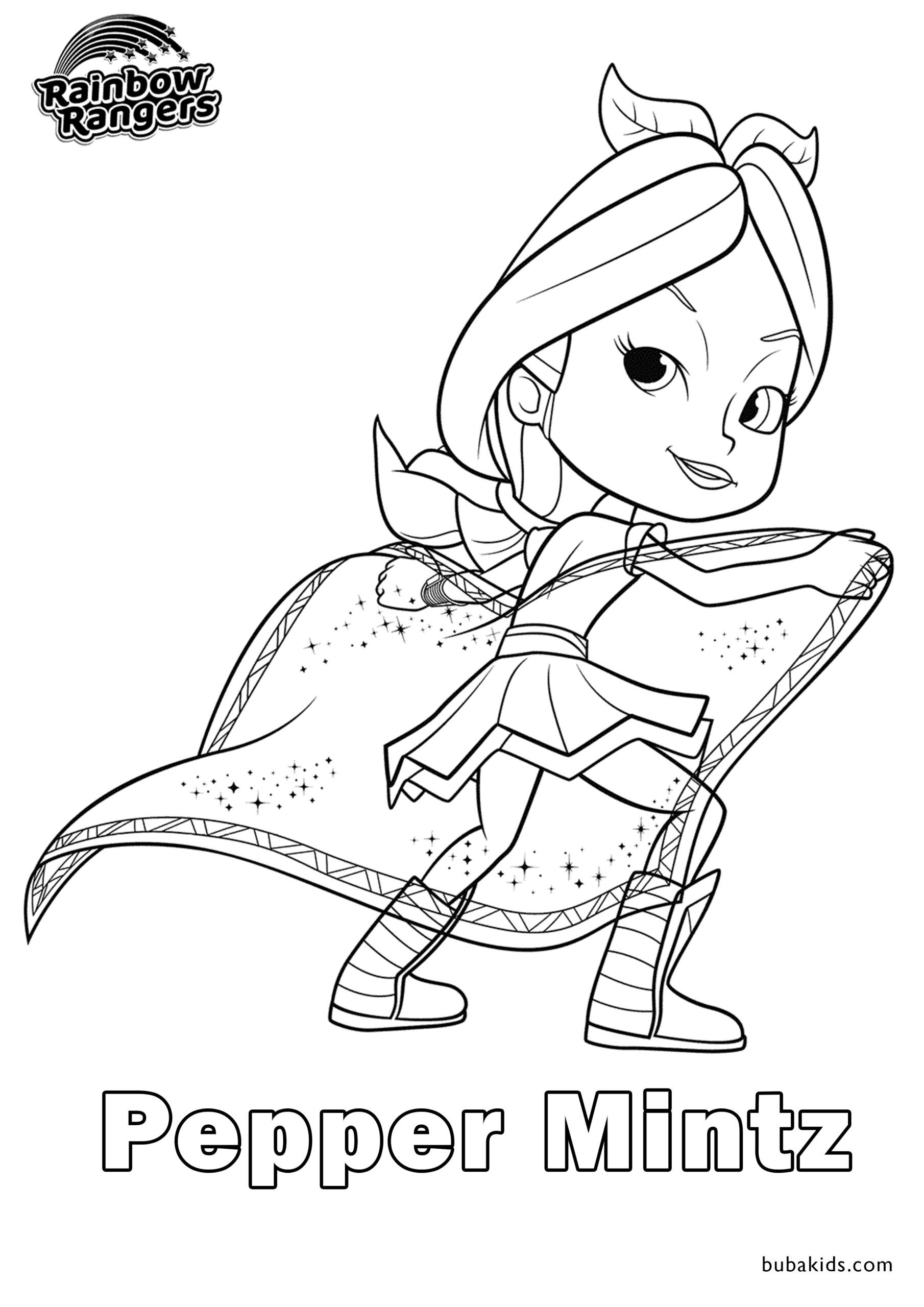 Pepper mintz rainbow rangers free and easy coloring page cartoon coloring pages easy coloring pages coloring pages