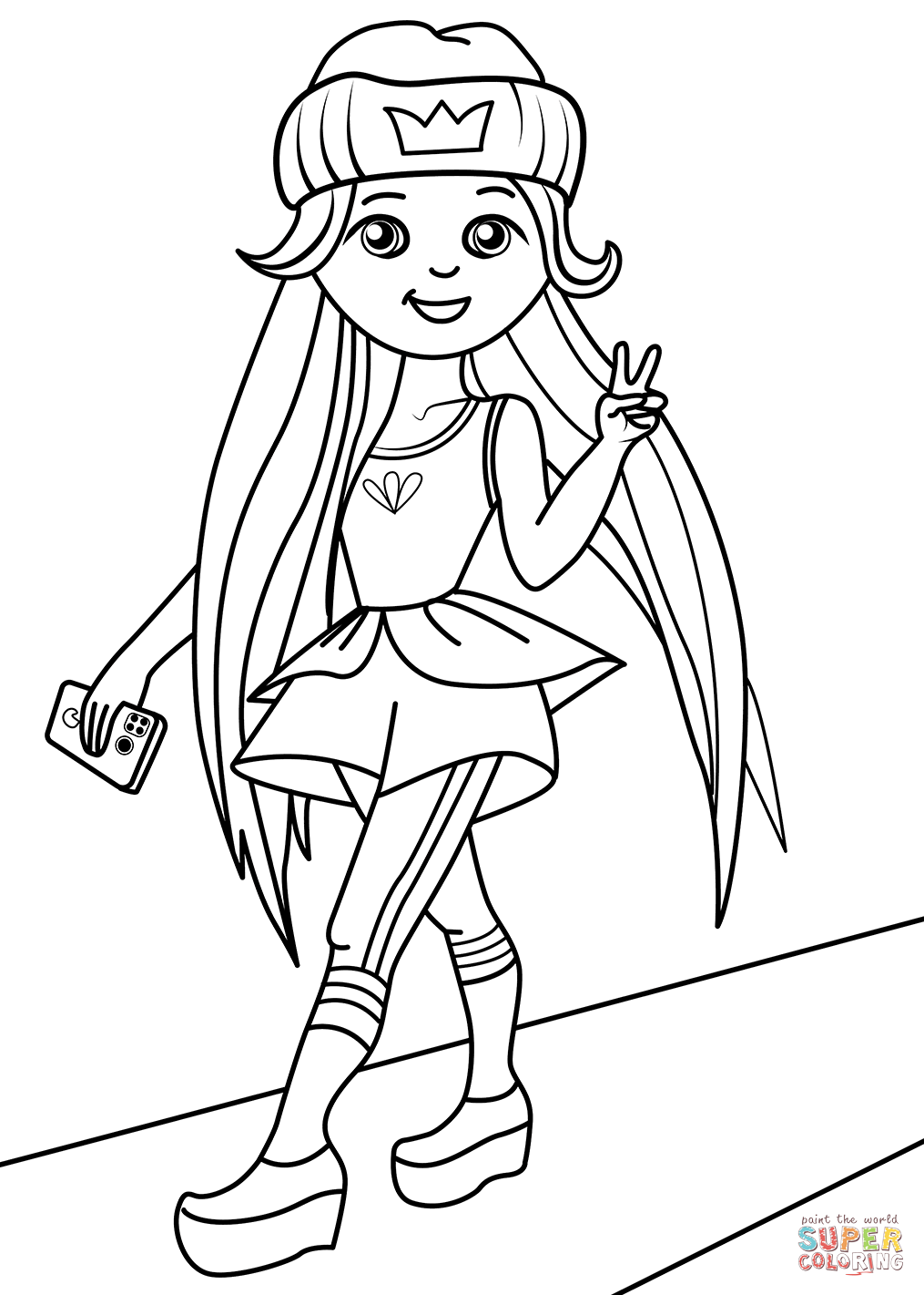 Hipster princess coloring page free printable coloring pages