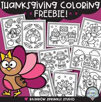 Thanksgiving coloring pages freebie by rainbow sprinkle studio