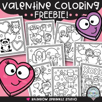 Valentine coloring pages freebie by rainbow sprinkle studio