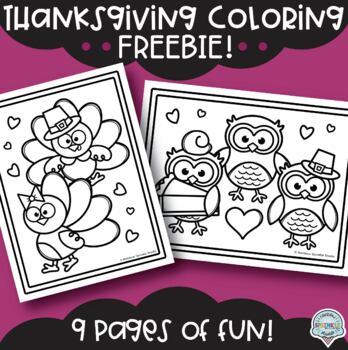 Thanksgiving coloring pages freebie by rainbow sprinkle studio