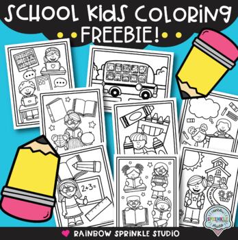 School kids coloring pages freebie by rainbow sprinkle studio