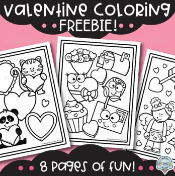 Valentine coloring pages freebie by rainbow sprinkle studio