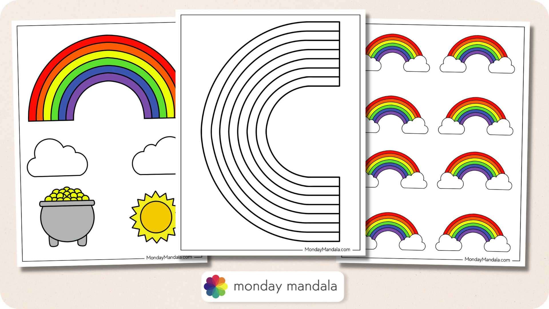 Rainbow templates free pdf printables