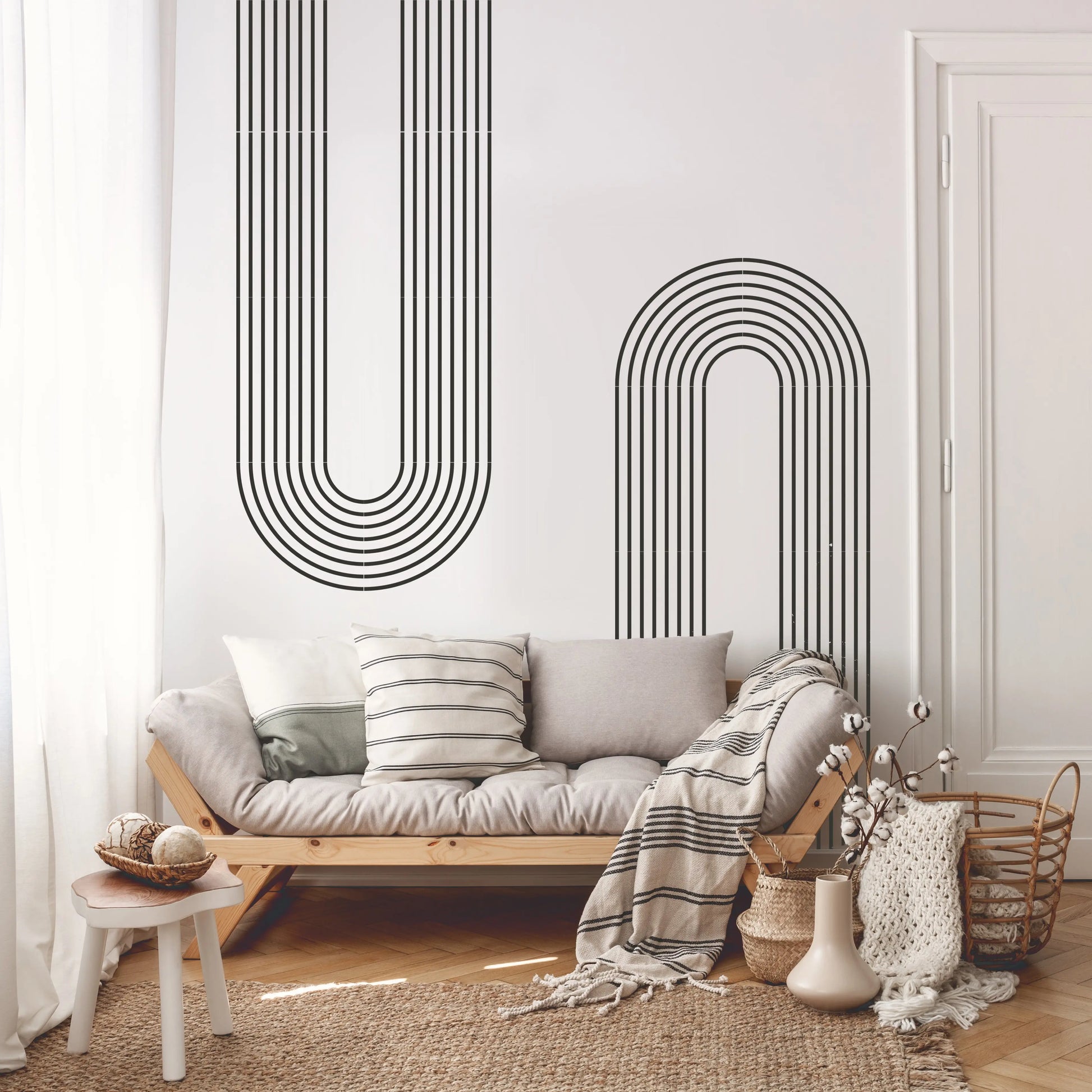 Rainbow line arch wall stencil â dizzy duck designs
