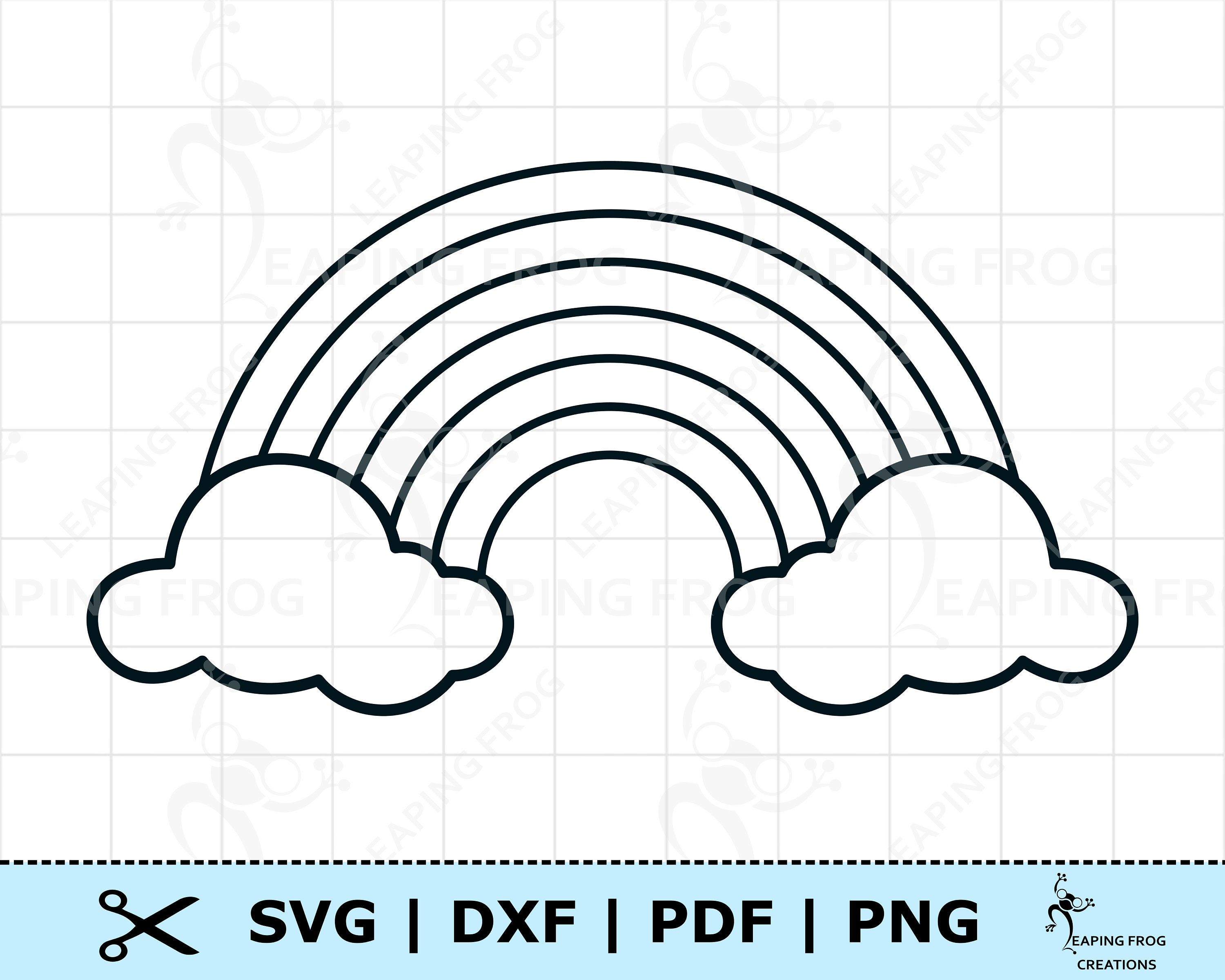 Rainbow svg png cricut cut files silhouette files stencil outline coloring page black and white dxf eps printable crafts instant download