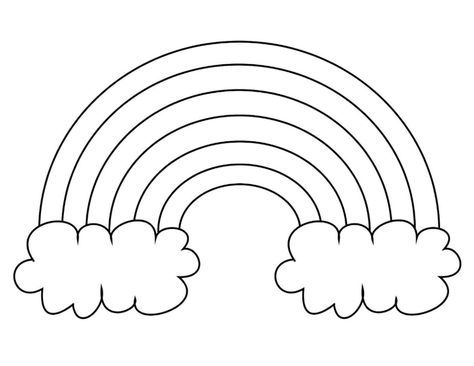Extra large rainbow templates with clouds blank â ready to color rainbow crafts preschool free printable coloring pages free printable coloring