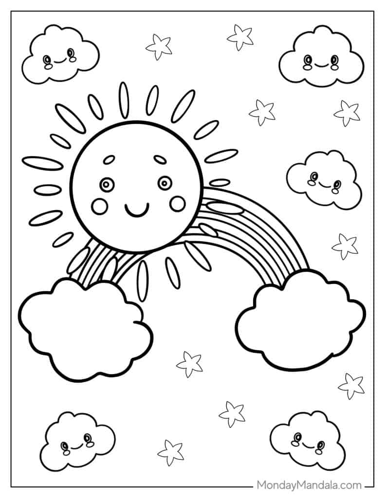 Rainbow coloring pages free pdf printables