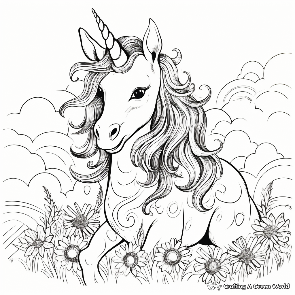 Rainbow unicorn coloring pages