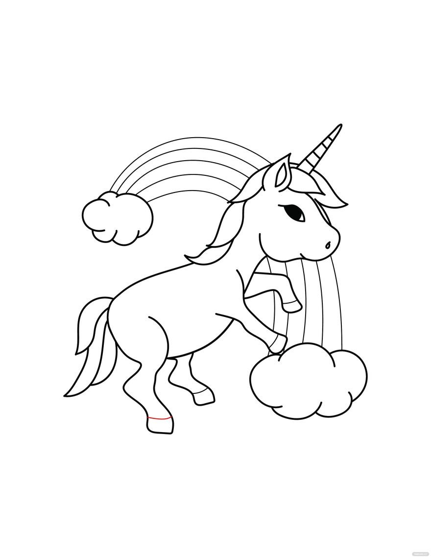 Free rainbow unicorn coloring page