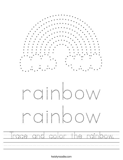 Trace and color the rainbow worksheet