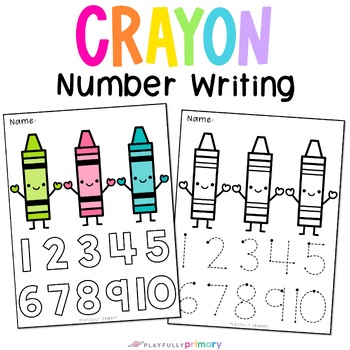 Number tracing crayon coloring pages back to school rainbow writing activity