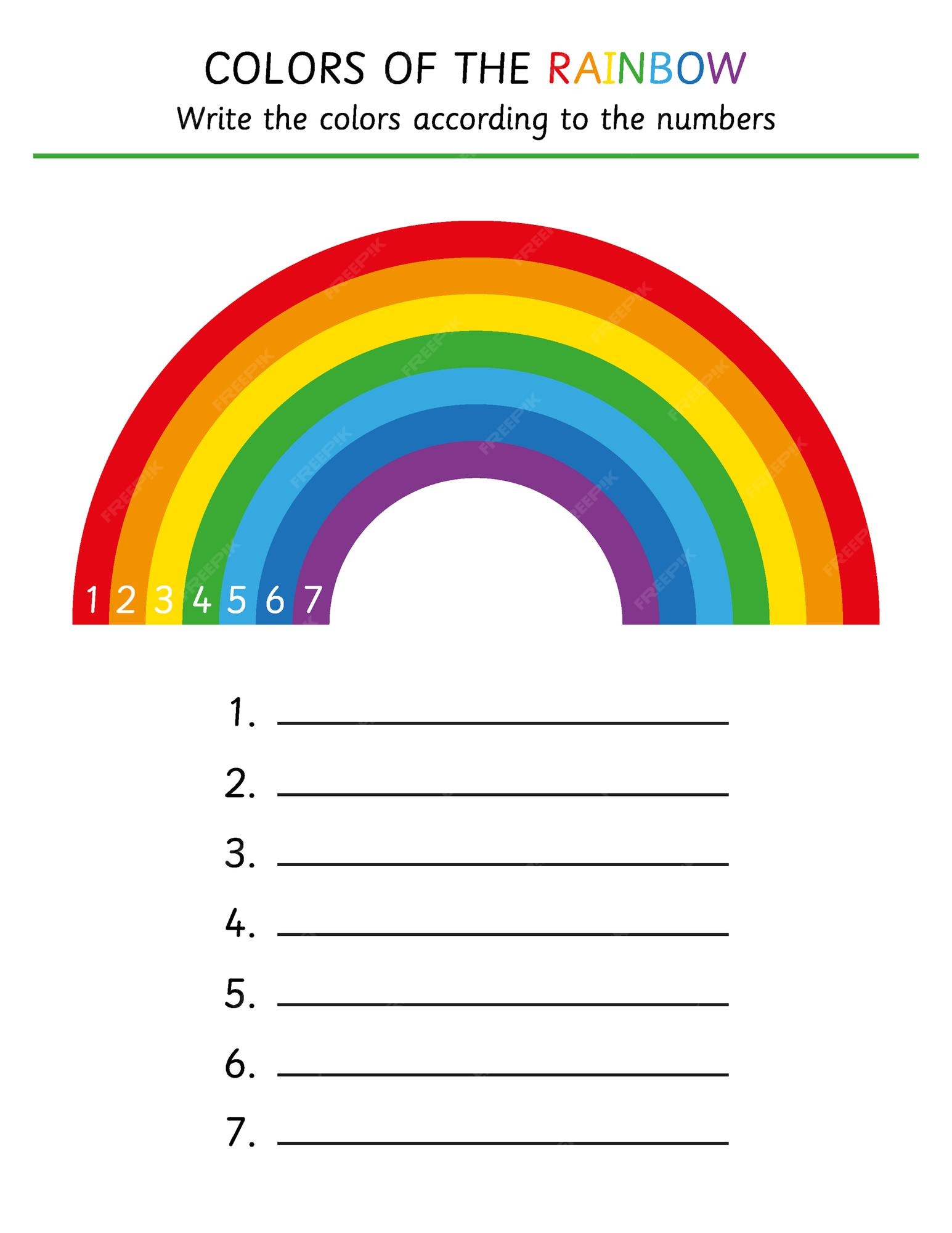 Premium vector writing practice worksheet rainbow colors kindergarten first grade handwriting back to school