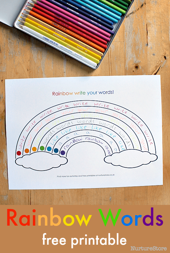 Free printable rainbow writing sheets