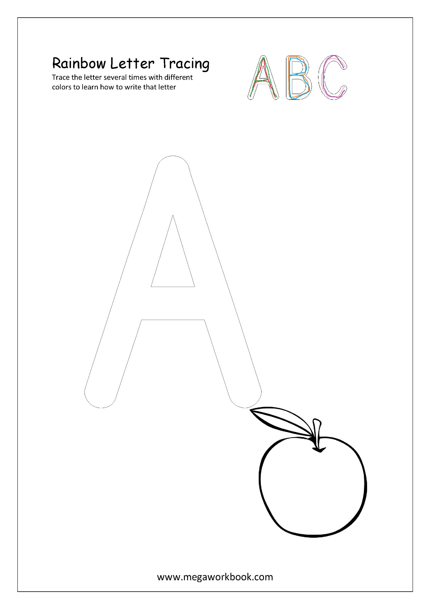 Free printable rainbow writing worksheets