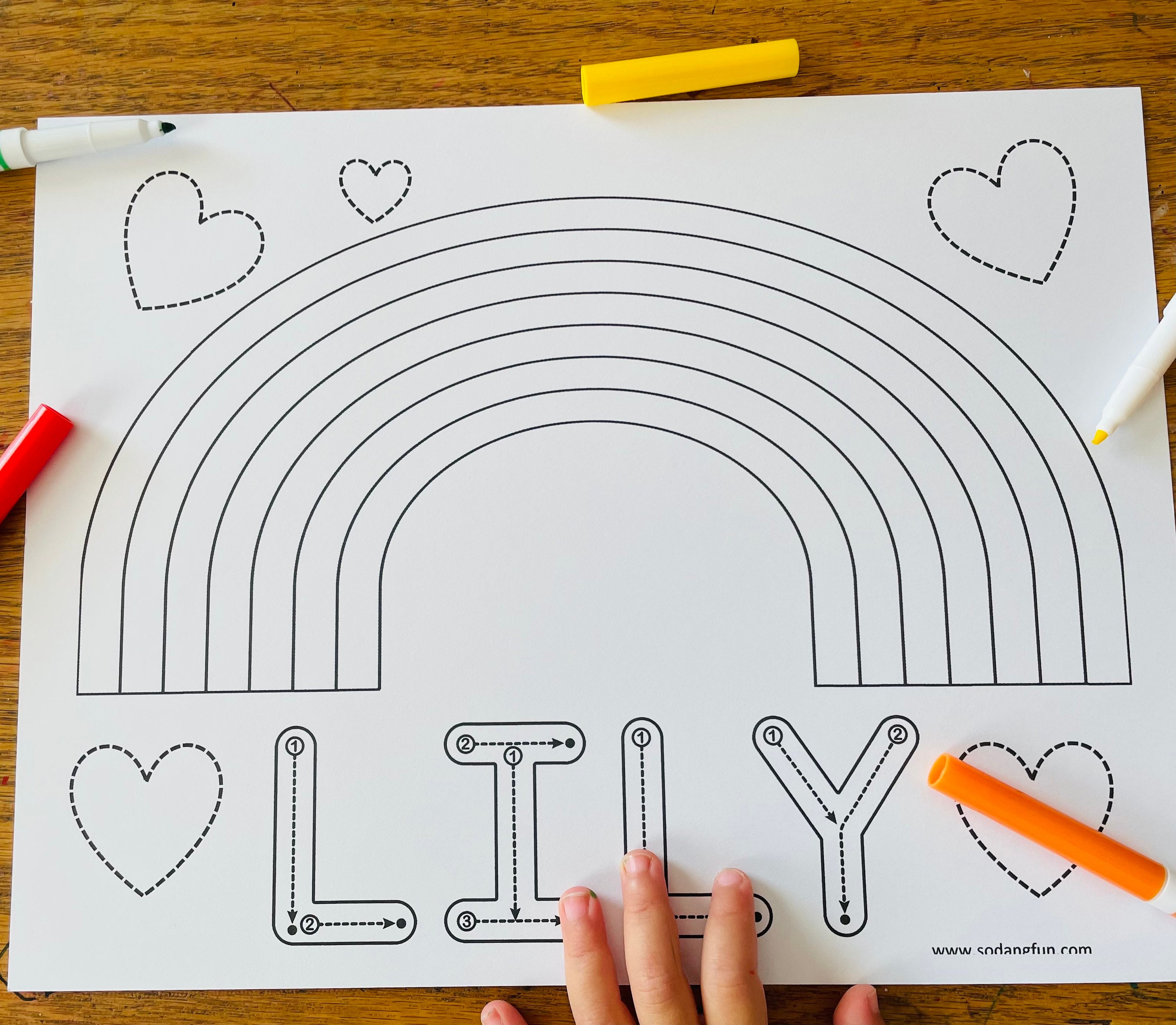 Rainbow write your name worksheets and craft personalized rainbow coloring pages name letter formation worksheets upper and lowercase