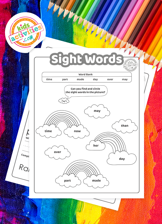 Free rainbow sight words printable for preschoolers
