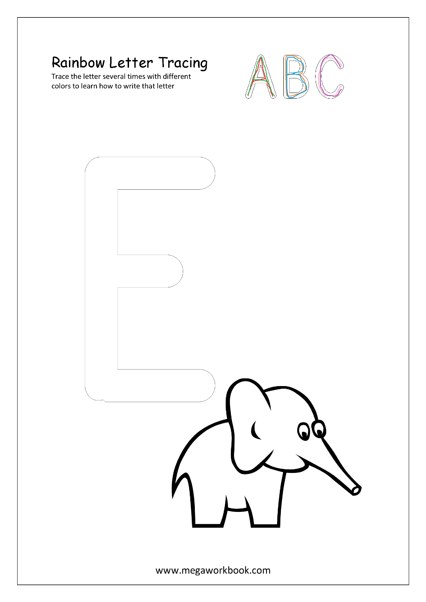 Free printable rainbow writing worksheets