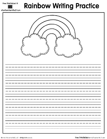 Rainbow printable writing practice page a to z teacher stuff printable pages and worksheets