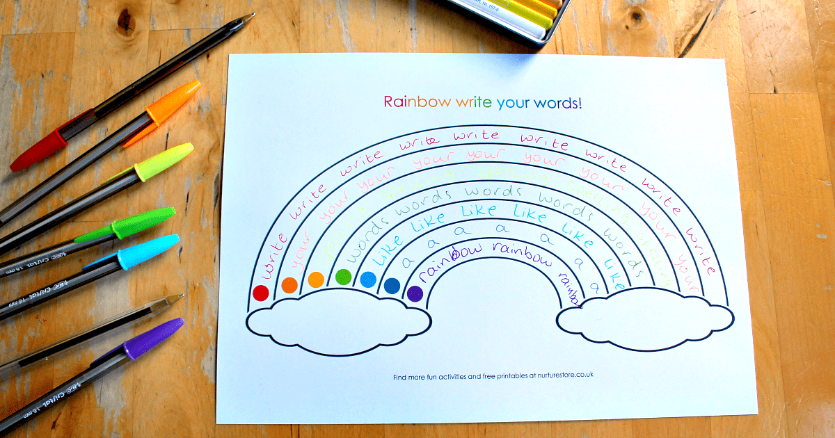 Free printable rainbow writing sheets