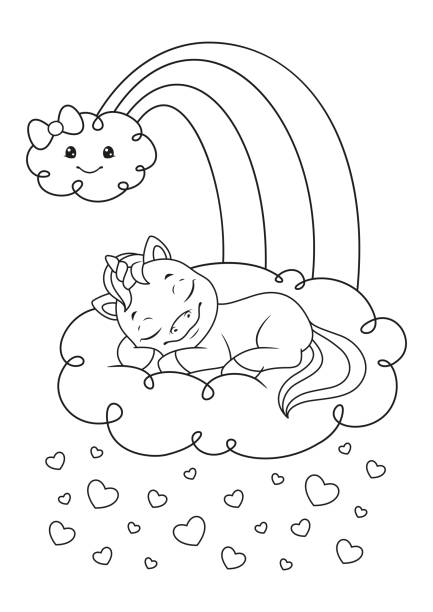 Rainbow coloring page stock illustrations royalty