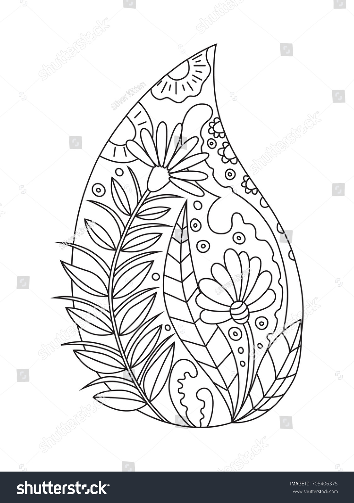 Antistress doodle coloring book page floral stock vector royalty free