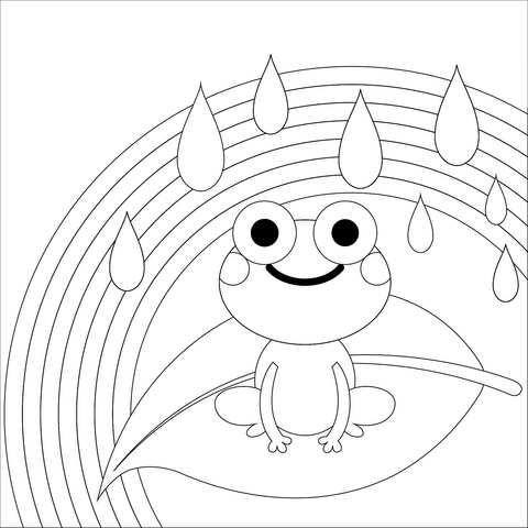 Rainbow and frog coloring page free printable coloring pages