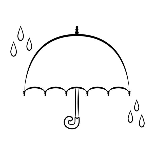 Umbrella and rain drops coloring book page for kids vector illustration stock illustration