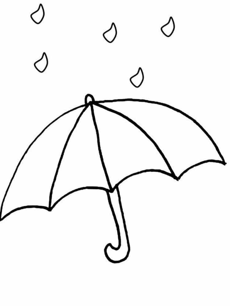 Umbrella with raindrops coloring page