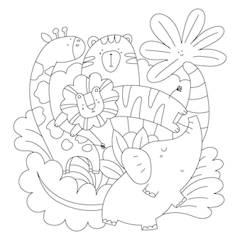 Rainforest animal alphabet coloring vectors illustrations for free download