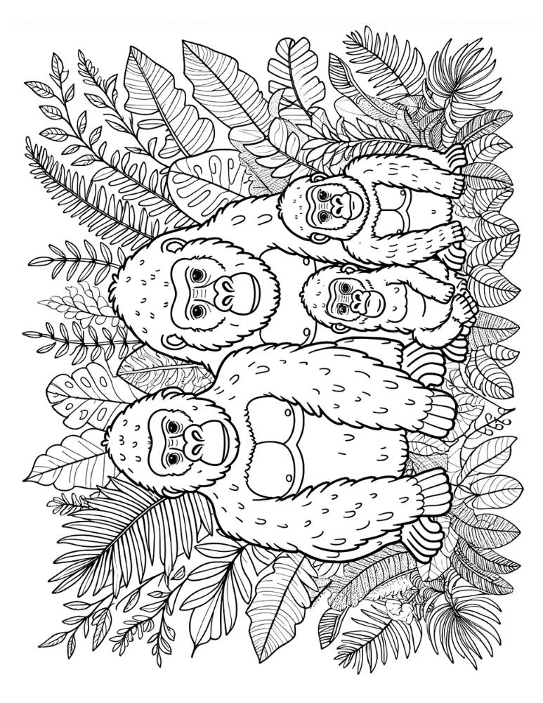Free printable gorilla coloring pages