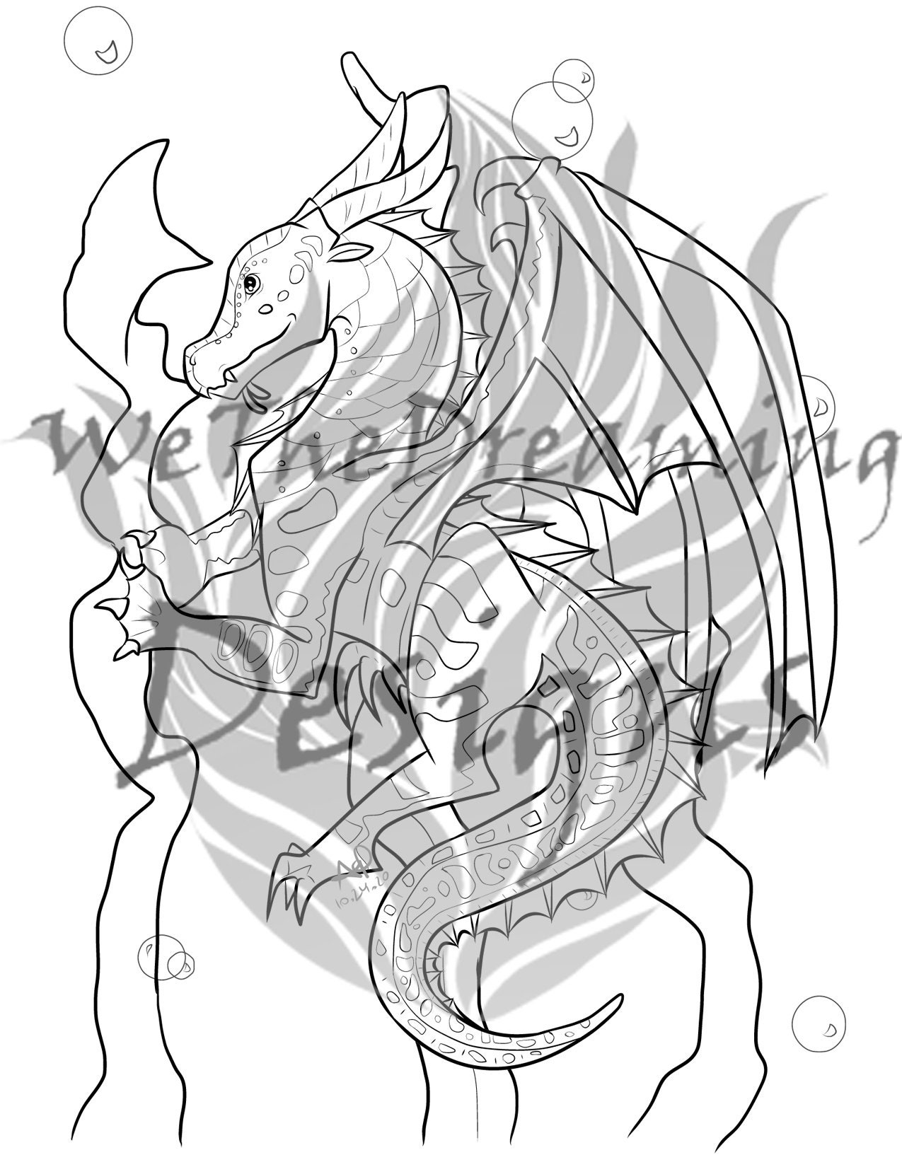 Wings of fire tsunami seawing coloring sheet