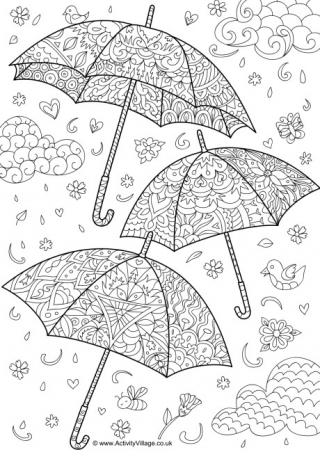 Umbrella teddy bear louring page