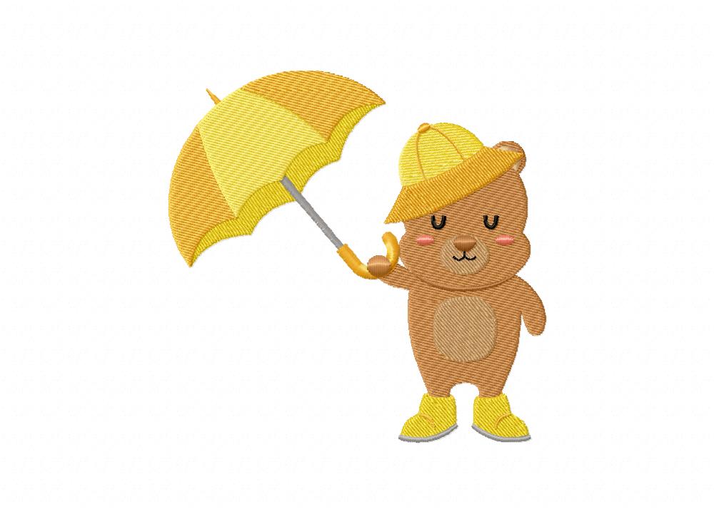 Rainy day bear machine embroidery design â daily embroidery