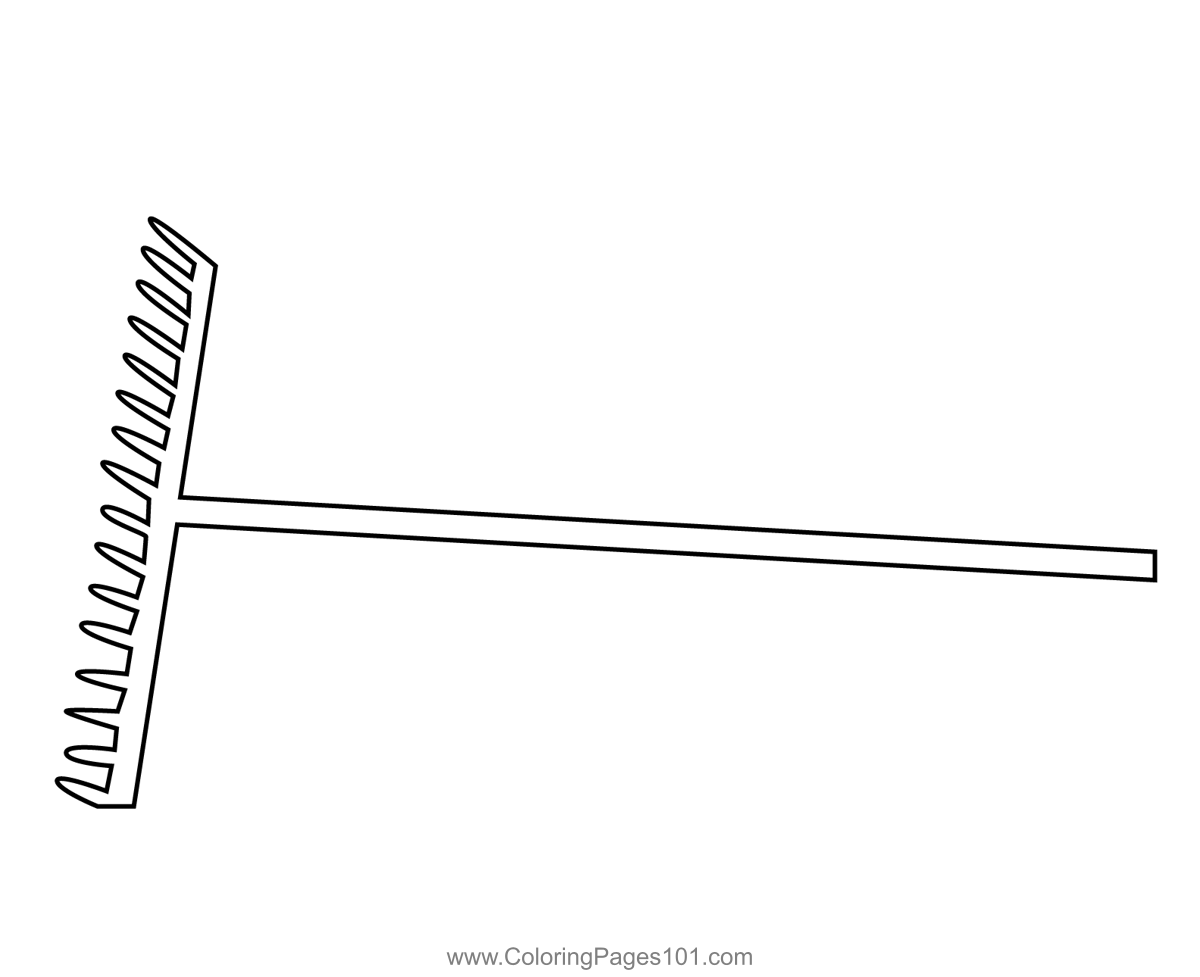 Lawn rake coloring page for kids