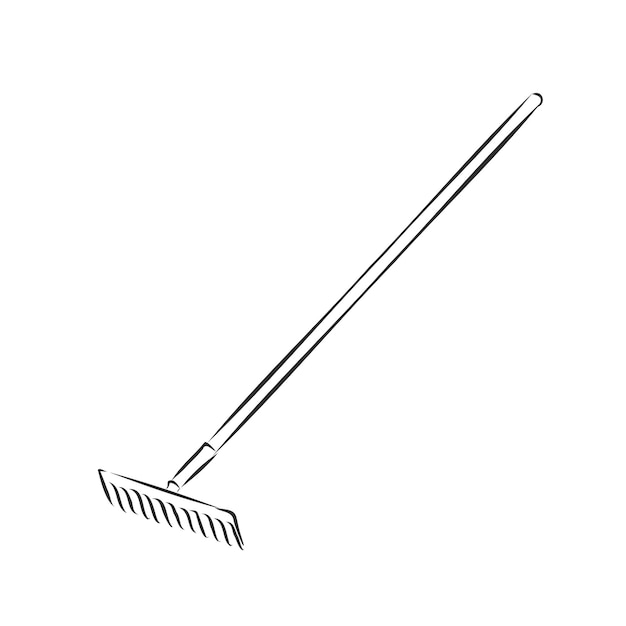 Premium vector rake for gardening vector easy to change color garden rake vector sketch illustration
