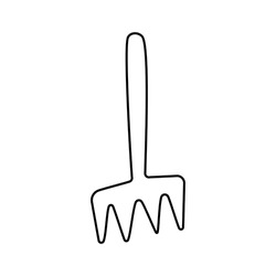 Rake garden hand tool black outline stock vector royalty free