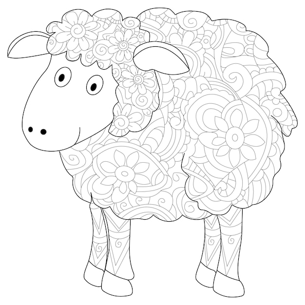 Premium vector ram coloring book vector for adults