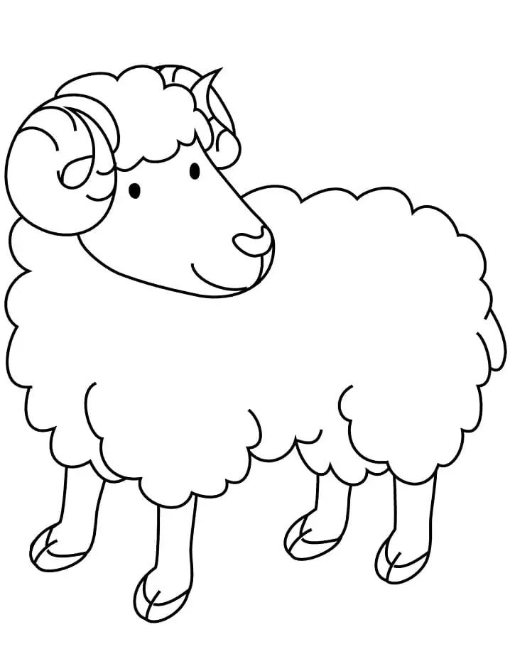 A cute ram coloring page