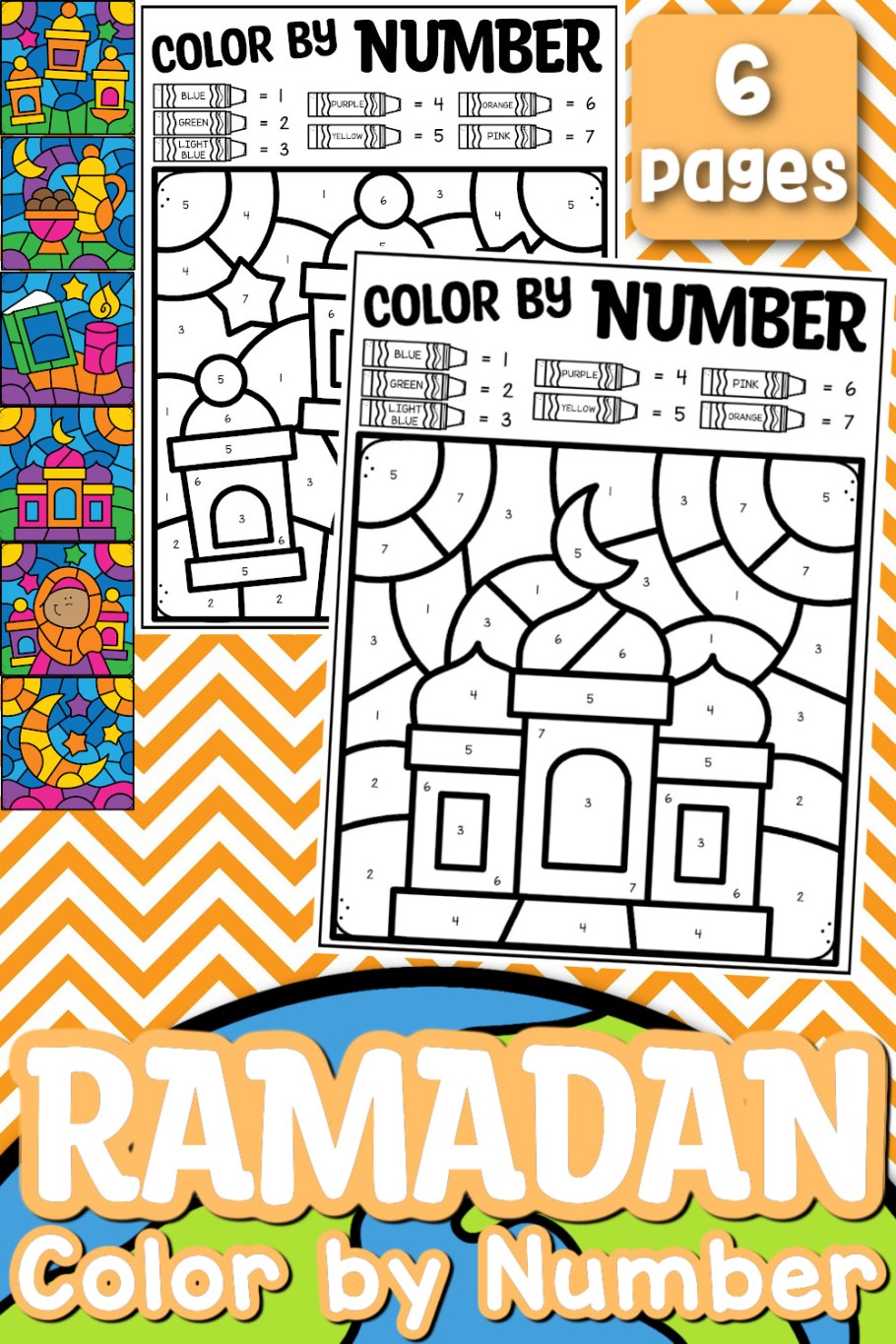 Ramadan lor by number activity pages free printable
